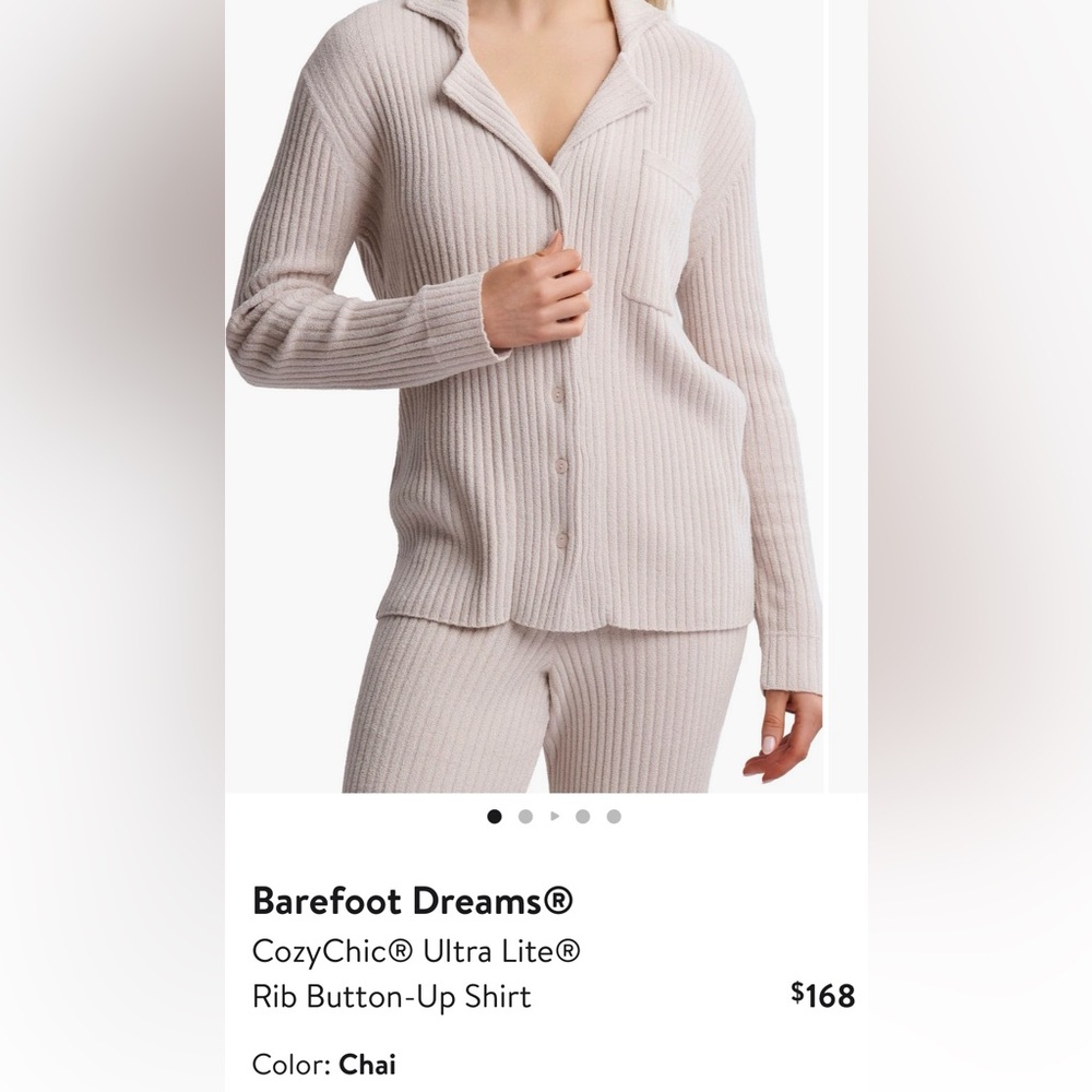 Barefoot Dreams Lurex Rib Button Front Shirt